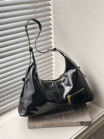 Pendlare Armhåla Casual Mode Stor Kapacitet 2025 Enfärgad Retro Textur Axelväska För Damer