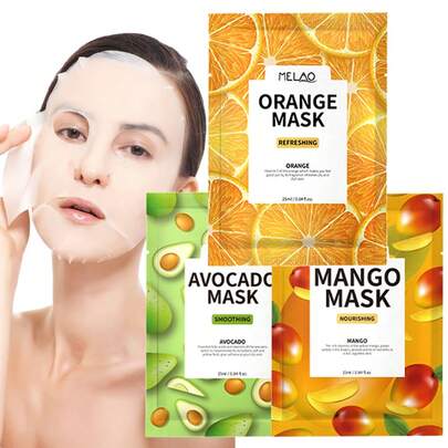 MELAO 3 Paquetes de Mascarilla Facial de Fruta MELAO - Mascarilla Iluminadora y Hidratante con Extractos Naturales de Fruta, para Piel Radiante, Corrección de Manchas Oscuras y Minimización de Poros, Todos los Tipos de Piel