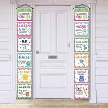 1pc Hanging Classroom Rules Poster - Colorful Back To School Banner, Suitable For Various Teachers And Classrooms - Non-Electric Polyester Classroom Wall Decor - Multicolor - View 13