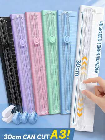 1pc A3/A4 Dual-Direction Paper Cutter, A4 Paper Trimmer, Small Manual Paper Cutting Machine, Multifunctional Cutting Tool With Ruler For Office, Portable Desktop Paper Cutter