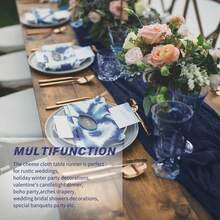 10 Pack Navy Blue Cheesecloth Table Runner 17x108 Inch Boho Gauze Cheese Cloth Table Runners For Wedding Party Birthday Home Decor - 藏蓝色 - 查看 6