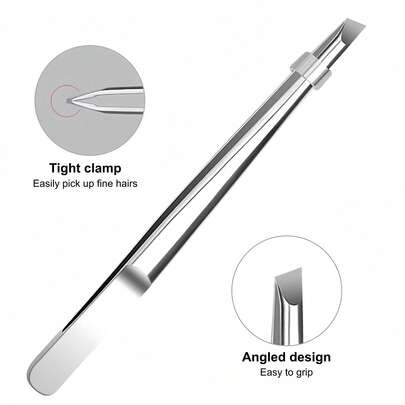1pc Stainless Steel Mirror Finish Angled Tweezers,Cheap,Stocking Stuffers,Makeup,Makeup Tools,Cheap Stuff,Gifts,Gifts For Women,Christmas Gifts