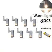 10/5 buc. Lumini LED pentru balamale de dulap cu senzor de mișcare, activate tactil, iluminare automată pentru dulapuri, instalare semi-încorporată, culoare alb cald, pentru bucătărie, dormitor, uși de dulap, sertare, dulapuri de vin și alte spații de depozitare (bateriile nu sunt incluse)