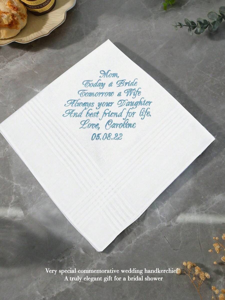 1条可定制文字的婚礼手帕，个性化新娘手帕，新郎礼物，结婚纪念日礼物，情人节礼物，生日礼物，结婚礼物，送给闺蜜、妈妈、女友、妻子、丈夫的礼物，女士发饰 - 款式2 - 查看 1