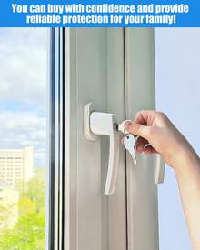 Abschließbare Fenstergriffe, Stiftlänge 35 mm, Kindersicherung für Fenster, weiß, schlüssellose Fenster-/Balkontürgriffe, 2er-Pack. - Weiss - Übersicht 7