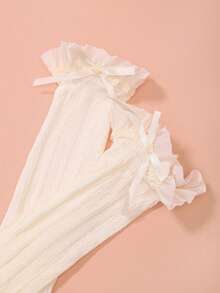 Hatastic 2 Paar Damen Spitze Kniestrümpfe, Kniestrümpfe, schwarze und weiße Netzstrümpfe im Fischnetz-Stil, Valentinstag, Weihnachtsgeschenke - Aprikosenfarben - Übersicht 3