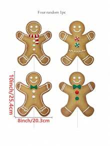 1 pieza Bandera decorativa con diseño de hombre de jengibre navideño, corona, decoración de árbol de Navidad, decoración de escena de fiesta, chimenea, ventana, pared, Año Nuevo, habitación, decoración del hogar, decoración de jardín al aire libre, decoración de ambiente festivo