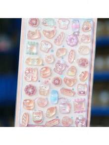 1 件卡通 3D 浮雕钻石贴纸，卡通动物自粘贴纸，适用于剪贴簿和文具装饰，工艺贴纸适用于 DIY 项目和办公用品 - 1號貼紙 - 查看 7