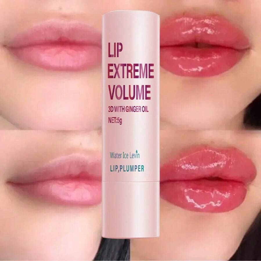 3D Shaping Lip Plumper, Infused With Ginger Oil For Ultimate Fullness, Moisturizing Lip Balm, Nourishing & Hydrating, Ideal For School, Travel, Wedding, Cosplay, Valentine's Day, Halloween, Christmas, Essential For Autumn/Winter - Pink - View 1