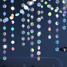 1/2/4件（4米/件）彩色闪光纸圆点花环，悬挂式炫彩圆形花环，适用于婴儿派对、婚礼、订婚、单身派对、迪斯科舞会、毕业典礼、生日派对装饰、新年装饰、圣诞节装饰 - 彩色 - 查看 5