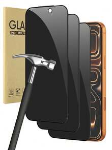 BOLLYMORE 3 piezas de protector de pantalla transparente de alta definición con filtro anti-espionaje izquierdo y derecho, compatible con iPhone 17 Pro Max/17 Air/17/16 Pro Max/16 Pro/16/15 Pro Max/15 Pro, compatible con funda de teléfono, cobertura completa, protección para el transporte, la oficina y lugares públicos - Negro - Ver 30