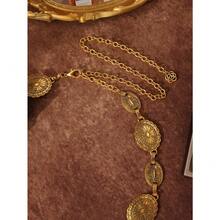 1pc Ladies' Bohemian & Western Style Carved Flower & Geometric Pattern Vintage Waist Chain, Casual And Fashionable, Gold Color Boho Summer, School Fall, Autumn, Halloween
