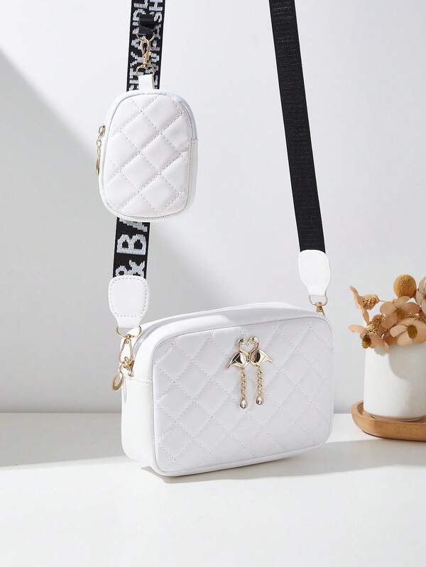 Borsa a spalla con decorazione a cigno da donna, borsa a tracolla trapuntata, pochette piccola