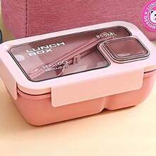 1pc Adult Size PP Plastic Square Lunch Box With Lid, Comes With Utensils And Dipping Sauce Dish, Multipurpose, Portable, Reusable, Lightweight. Optional Cup, Oatmeal Cup, Breakfast Cup And 1pc Portable Lunch Bag With Zipper And Built-In Aluminum Foil Insulation Layer, Suitable For Office Workers, Students, Outdoor Activities And Camping. - Multicolor - View 16