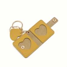 2-Piece Set Of 1-Inch Photo Albums, PU Faux Leather Cover With Keychain Heart-Shaped Charm, Suitable For Storing Pet Or Baby Souvenirs, Available In 3 Colors: Brown/Yellow/Red. A Gift For Pet Lovers, Sentimental Gifts, Stylish Keepsake Storage Box, Decorative Photo Album, Soft-Touch Material, High-Quality Cover, Compact Memory Album, Keepsake Storage Box, For Emotional Buyers, New Parents. - Multicolor - View 5
