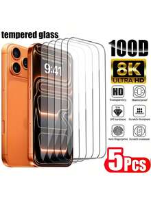 5 Packungen gehärtete Glasbildschirmschutzfolien, Vollbildabdeckung, mit schwarzen Mesh-Rändern, kompatibel mit iPhone 17 ProMax/17Pro/17Air/17/16ProMax/16Pro/16Plus/16/15ProMax/15/15Plus/14ProMax/14Pro/14Plus/13ProMax/13/12/11/XSMax/Mini. Hochauflösende klare gehärtete Glasfolie, einfach zu installieren, staub- und blasenfrei. Bildschirmschutz-Grundausstattung, geeignet für täglichen Schutz, Büro, Zuhause, Handybildschirmschutz, Handyzubehör, wasserdicht, stoßfest, kratzfest - Transparent - Übersicht 27