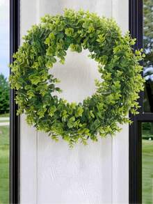 Guirlanda artificial de eucalipto, decoração para casa, decoração para festas ao ar livre, feita de fibra de poliéster, adequada para escolas, dormitórios, escritórios, festas, feriados, hotéis, restaurantes, salas de estar, quartos, casamentos, decorações verdes. - Verde - Ver 11