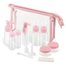 Travel Bottles Kit, TSA Approved Leak Proof Portable Toiletry Containers Set, PET Flight Size Cosmetic Containers Lotion, Shampoo, Soap, Set Of 11 - 粉色 - 查看 1