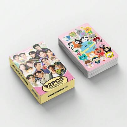 92件/盒 GMMTV（60张LOMO卡+32张贴纸）K-POP粉丝周边，SKZ限量版粉丝商品，照片卡，贴纸，节日礼物