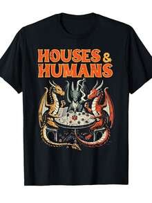 Camiseta divertida de juego de rol para hombres - Diseño inspirado en de batalla entre dragón y humano - Camiseta gráfica de rol de mesa d20 audaz - Camiseta casual para fanáticos de D&D, noches de juegos de mesa y convenciones - Ropa geek lavable a máquina con cuello redondo, ajuste regular, impresión de fantasía vibrante, regalo perfecto para entusiastas de juegos de rol - Negro - Ver 2