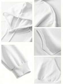 Men's Loose Fit White Strong Hoodie Quality Fabric, Loose Fit, Comfort Fit, Casual, Graphic Design - White - View 5