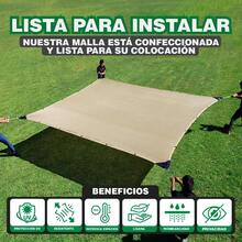 Hanlob Malla Sombra Raschel 90%, Sombra para jardín, cocheras, Lonas Sombras Reforzada (Beige, 5mx2m) - Beis - Ver 1
