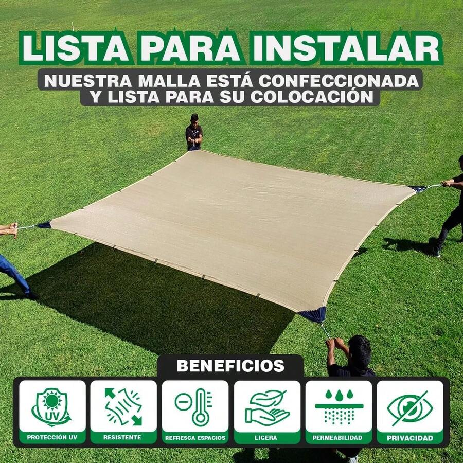 Hanlob Malla Sombra Raschel 90%, Sombra para jardín, cocheras, Lonas Sombras Reforzada (Beige, 5mx2m) - Beis - Ver 1