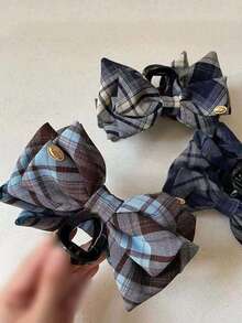 3pcs/2pcs/1pc Fashionable Plaid 5-Inch Large Bow Hair Clips, Elegant Girl Ponytail Toppers, Vintage Versatile Hair Claw Clips Elegant Hair Accessories Winter Hair Clutch - Multicolor - View 8