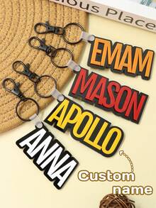 定制姓名钥匙扣，个性化可爱泡泡字母钥匙链，适用于包包、汽车钥匙等日常配饰，时尚魅力，送给女性朋友、情侣的完美生日、情人节等节日礼物，定制独特姓名钥匙扣，可定制的时尚配饰 - 彩色 - 查看 6