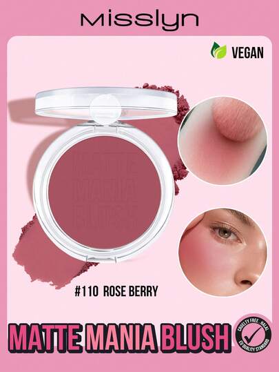 Misslyn Blush opaco, lunga durata, disponibile in 8 tonalità, texture seta, altamente pigmentato, finitura opaca, facile da applicare, trucco Y2K per feste, spiaggia, viaggi, vacanze, campeggio, all'aperto, regalo per ragazze alla moda, Capodanno, cosmetici, cosplay, migliori festival, colori alla moda per campus, scuola, fascino, Capodanno cinese, San Valentino, regali, vegano, senza crudeltà