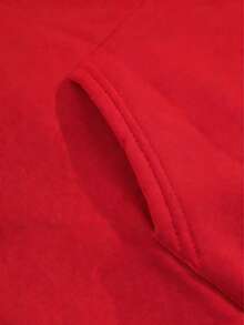 Faith Over Fear, Letter Print Pocket Hoodie, Men's Casual Long-Sleeve Drawstring Style, Autumn & Winter New-Unisex Loose-Fit Hooded Sweatshirt-K88 - 紅色 - 查看 5