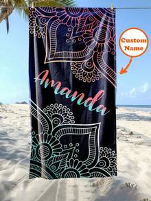 1 pezzo Asciugamano da spiaggia personalizzato con testo personalizzato, asciugamano da nuoto super assorbente, coperta da spiaggia confortevole, asciugamano da piscina alla moda, tappetino da yoga raffinato, accessori da spiaggia, regalo essenziale per le vacanze, in varie misure, adatto per uomo e donna