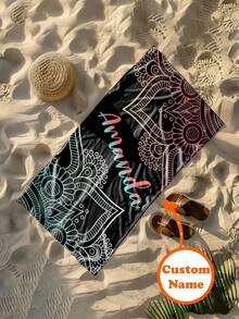 1 pezzo Asciugamano da spiaggia personalizzato con testo personalizzato, asciugamano da nuoto super assorbente, coperta da spiaggia confortevole, asciugamano da piscina alla moda, tappetino da yoga raffinato, accessori da spiaggia, regalo essenziale per le vacanze, in varie misure, adatto per uomo e donna