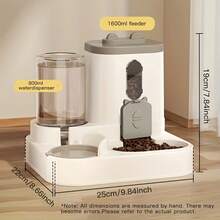 2-In-1 Automatic Pet Feeder And Water Dispenser For Cats, Dual Bowl Gravity-Fed System Ensures A Constant Supply Of Fresh Food And Water With Minimal Effort, Perfect For Busy Pet Owners Seeking Convenience And A Neat Feeding Station In Modern Grey - 灰色 - 查看 3