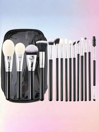 15-delars sminkborsteset med borsthållare, inklusive puderborste, rougeborste, foundationborste, concealerborste, eyelinerborste, mascaraborste, professionella sminkverktyg, borsteset, sminkborstekit, sminkborsteset, komplett sminkset, sminkborsteset, komplett sminkkit, borstekit, borstar sminkset, sminkpresentset, set