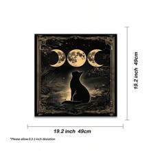 1pc Mystic Moon Phase Black Cat Altar Cloth Tarot Tablecloth Witchcraft Cat & Moon Starry Sky Divination Cloth Tarot Mat Home Decor