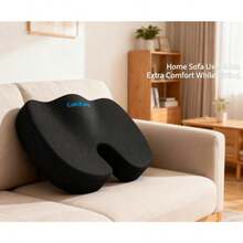 LapEasy Seat Cushion For Office Chairs, Car, Wheelchair, Extra Large Desk Chair Cushion For Back Pain Tailbone Pain Relief, Cooling Gel Enhanced Memory Foam Office Chair Seat Cushion For Long Sitting - 黑色 - 查看 3