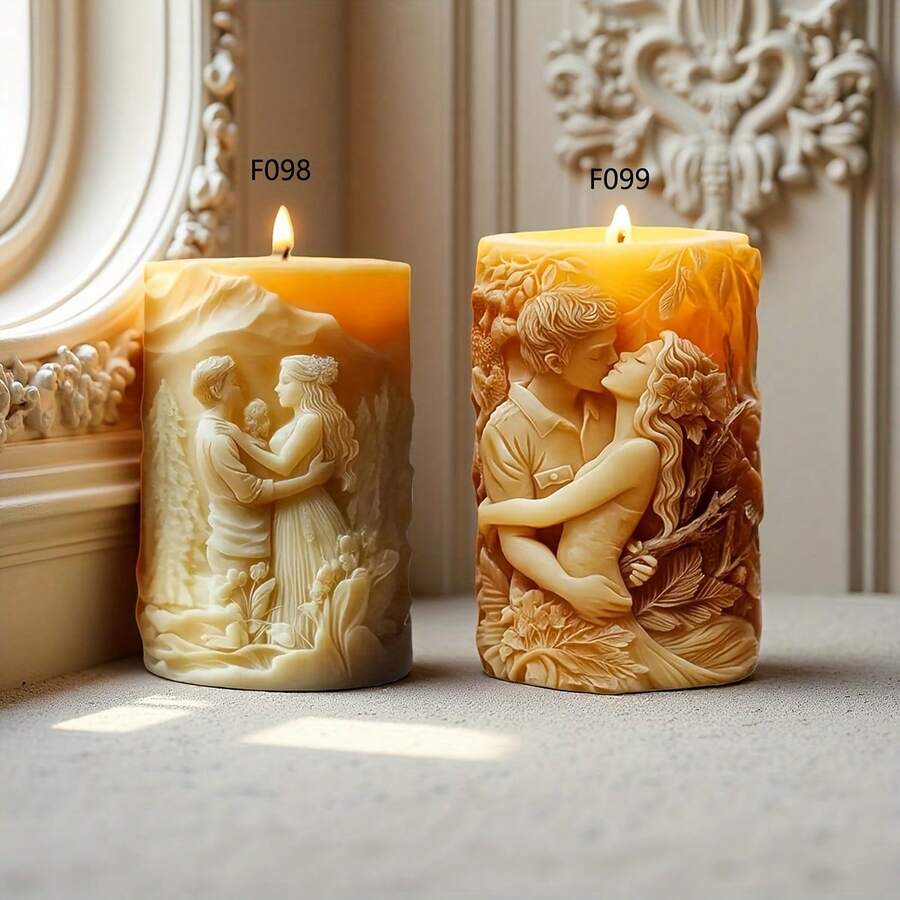 Formy silikonowe na świece zapachowe z serii walentynkowej "Panna Młoda i Pan Młody", kreatywne formy silikonowe z portretem pary w objęciach. Formy gipsowe do dyfuzorów do figurek ślubnych, idealne do rękodzieła, dekoracji wnętrz, świec zapachowych i mydeł, niezbędnych prezentów DIY na święta, wielokrotnego użytku formy silikonowe do wyjmowania z formy. - Biały - Zobacz 1