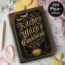 1 cuốn sách dạy nấu ăn theo phong cách Gothic cổ điển - Bìa đen và vàng trang nhã có viền trang trí công phu, Nhật ký công thức nấu ăn khổ A5 (5x8,3 inch) - Thích hợp cho nhà bếp, phòng ăn hoặc sách phép thuật của phù thủy - Quà tặng cho đầu bếp tại nhà, thợ làm bánh và đồ trang trí Gothic, Sổ tay bìa mềm bền để ghi chép kế hoạch nấu ăn, phép thuật hoặc - Sách dạy nấu ăn cổ điển, đồ trang trí nhà bếp Gothic, gáy lò xo, thiết kế bìa nổi, in chìm phức tạp, thích hợp cho lễ Halloween - 1 - Xem 4