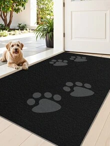 DAJIANG 黑色狗爪印图案门垫，加厚防滑迎宾垫，柔软天鹅绒材质，门廊和客厅必备家居装饰，可机洗涤纶材质，时尚圆形设计，马赛克印花 - 彩色 - 查看 4