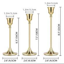 2 Sets/6pcs Gold Candle Holders, Suitable For Fireplace, Dining Table, Home Decor, Taper Candles, Black, Christmas & Halloween - Gold - View 6