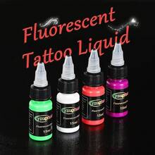 yikexuanli 4 szt./8 szt. 15 ml fluorescencyjnego tuszu do tatuażu, świecący w ciemności, odpowiedni do zdobienia ciała, tatuaż DIY - Wielokolorowe - Zobacz 9