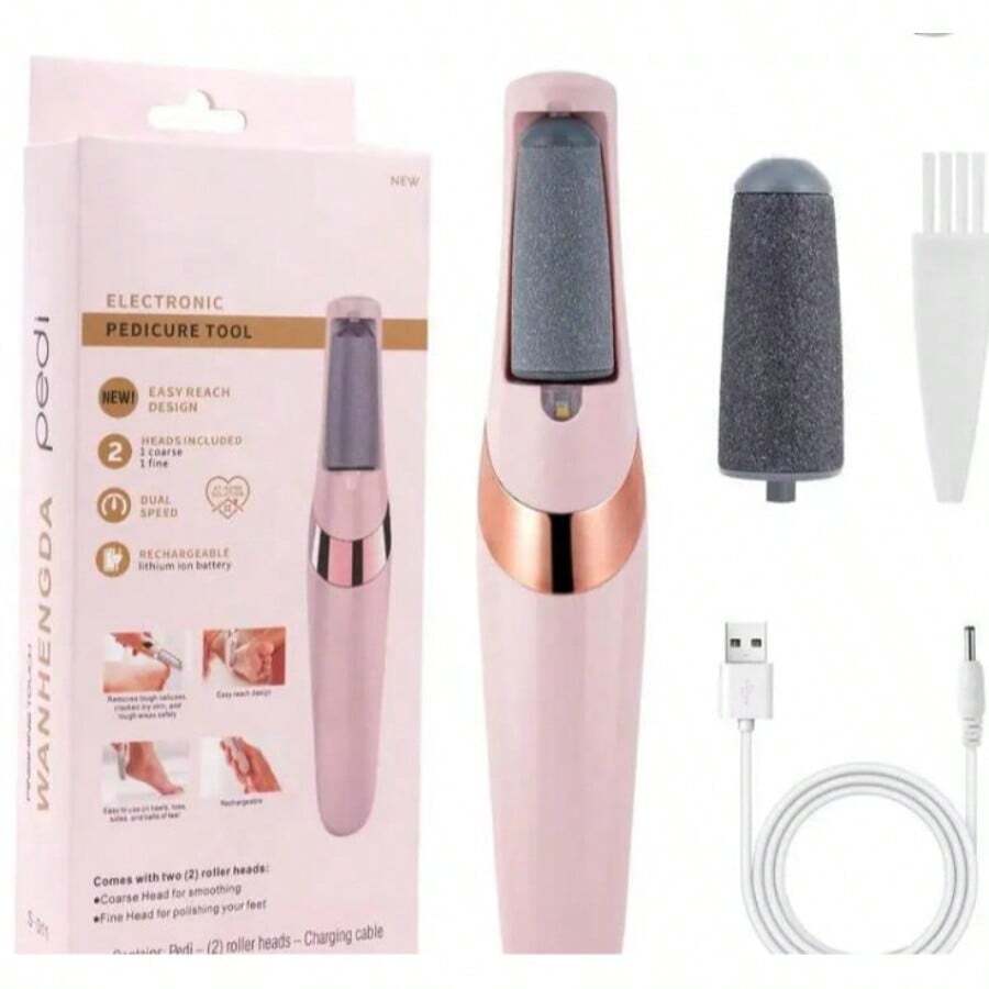 Removedor de callos eléctrico, lima electrónica portátil para pies, herramientas de pedicura, lima depuradora de pies impermeable, cuidado de pies para piel muerta, agrietada y seca, manicura, cuidado de uñas, cutículas, arte de uñas. - Rosa - Ver 1
