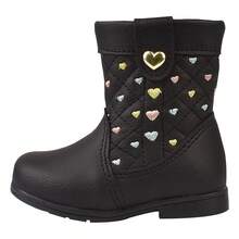 Bota baby bordados corações menina bota infantil feminina - Preto - Visão 1
