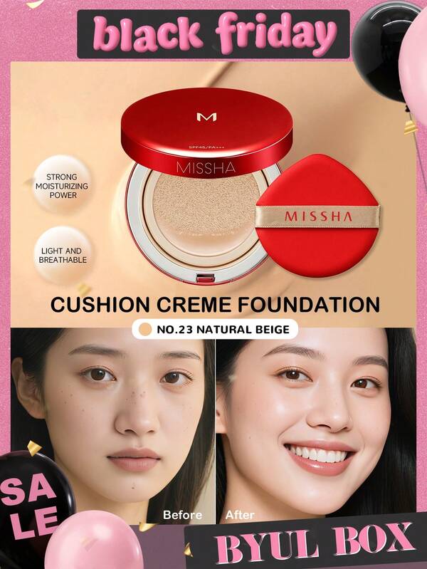 Missha MISSHA M 魅力气垫保湿粉底液 No.21 SPF45/PA+++ 15g 高防晒指数，持久防晒，快速上妆，呵护肌肤的成分