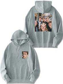 DIY Personalized Men's Hoodies, Custom With Patterns, Logos, Slogans And Letters, Streetwear Casual Sweatshirt - Grey - View 2