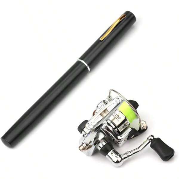 Pen Fishing Rod Reel Combo Set Premium Mini Pocket Collapsible Fishing Pole Kit Telescopic Fishing Rod + Spinning Reel Combo Kit 1M 1.4M