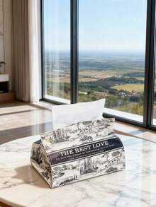 复古风格皮革纸巾盒，复古家居/车载纸巾架，创意奢华家居装饰 - 彩色 - 查看 2