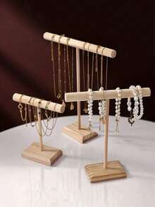 1pc Multi-Functional Wooden Display Stand, Suitable For Jewelry And Accessories, Men/Women Watch Holder, Organizer For Scrunchies, Headbands, And Keychains, Jewelry Rack For Earrings, Scrunchies, Accessories - 彩色 - 查看 2