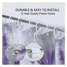 Rustic Farmhouse Shower Curtain, Farm Purple Daisy Floral Flowers And Butterfly On Country Wooden Shower Curtain For Bathroom, Violet Grey Bathroom Shower Curtains With 12PCS Hooks, 70X75IN - 多色582 - 查看 4
